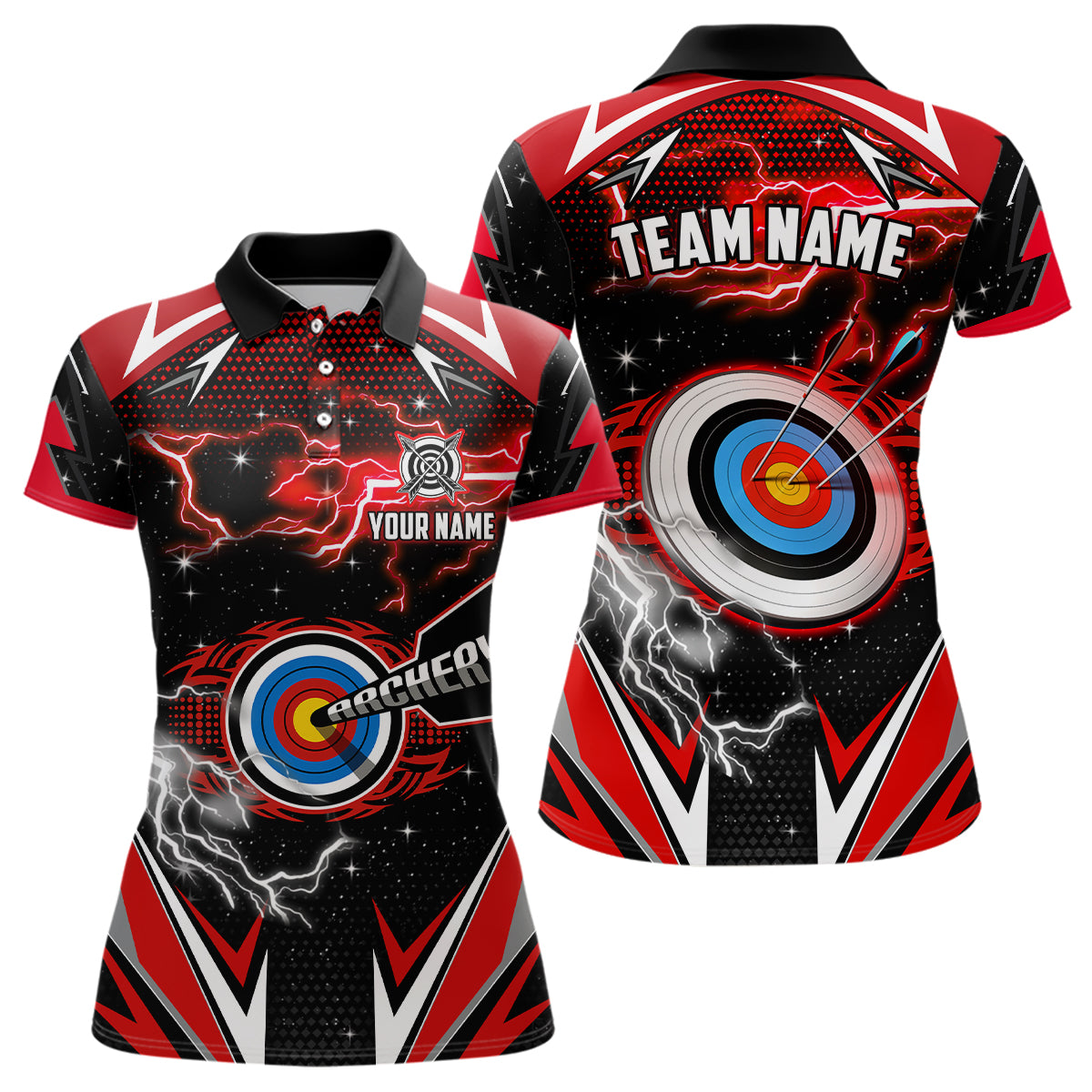 Archery 3d Target Red Jersey Custom Name Archery Polo Shirts Team League Archery Shirts