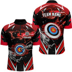 Archery 3d Target Red Jersey Custom Name Quarter-Zip Shirts Team League Archery Shirts