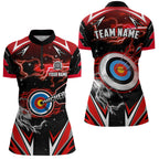 Archery 3d Target Red Jersey Custom Name Quarter-Zip Shirts Team League Archery Shirts