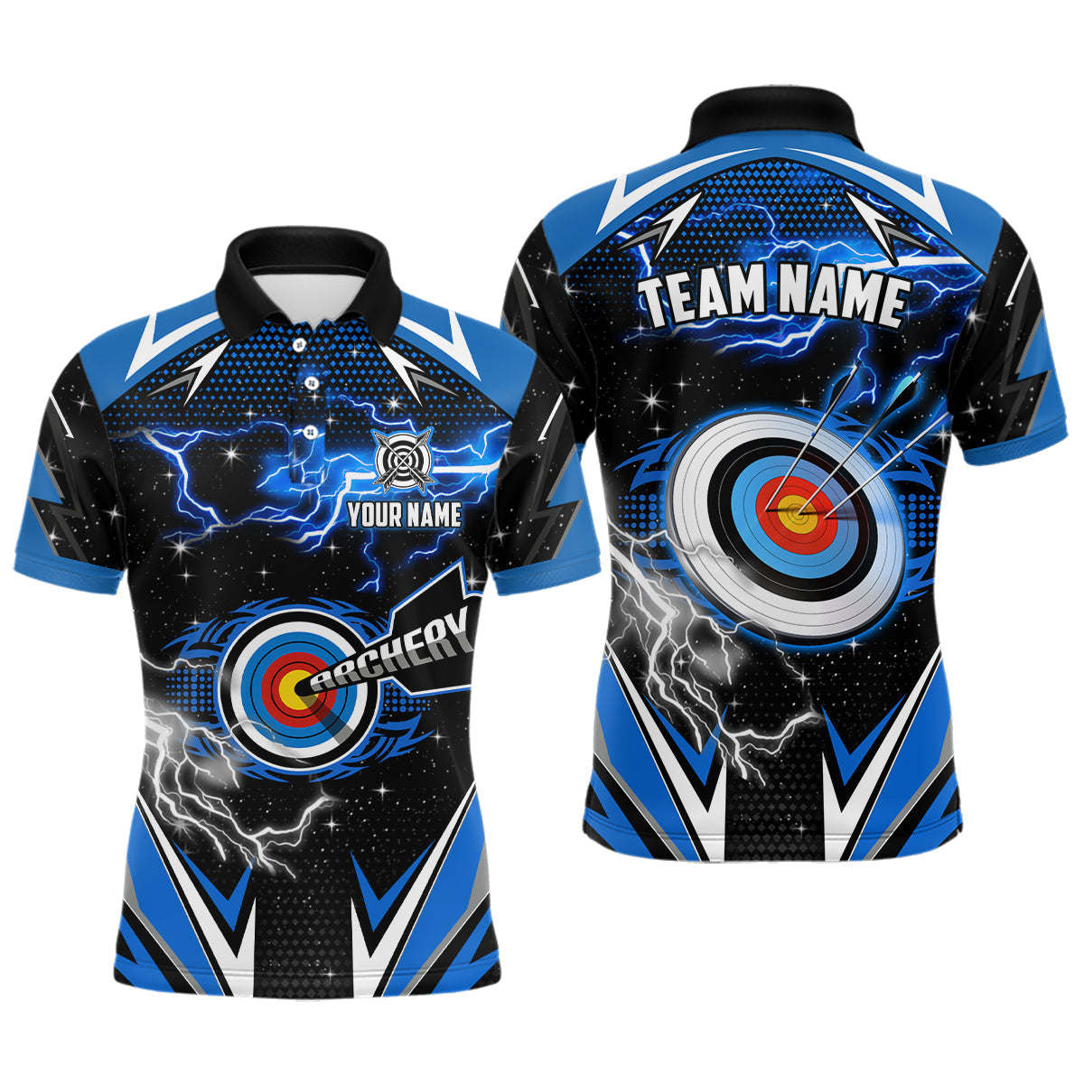 Archery 3d Target Blue Jersey Custom Name Archery Polo Shirts Team League Archery Shirts