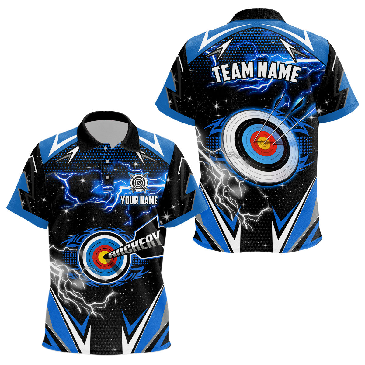 Archery 3d Target Blue Jersey Custom Name Archery Polo Shirts Team League Archery Shirts