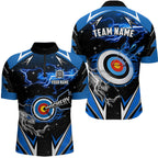 Archery 3d Target Blue Jersey Custom Name Quarter-Zip Shirt Team League Archery Shirts
