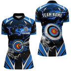 Archery 3d Target Blue Jersey Custom Name Quarter-Zip Shirt Team League Archery Shirts