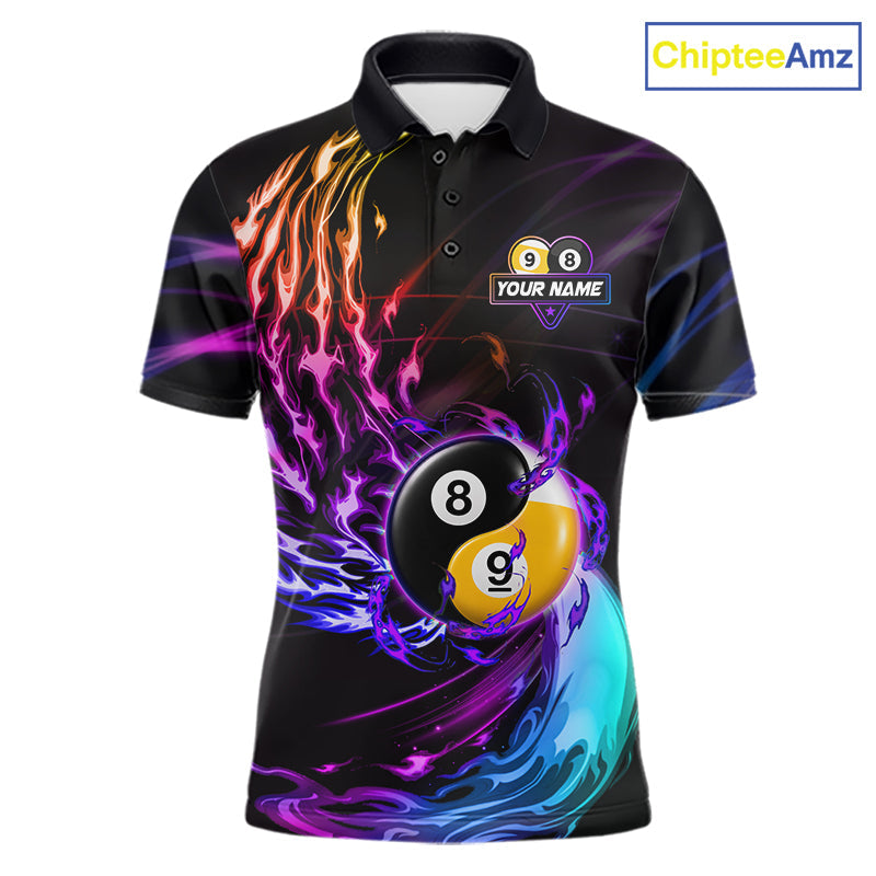 Blue And Purple Custom Yin-Yang 8 Ball 9 Ball Billiard Shirts Custom Pool Team Jersey