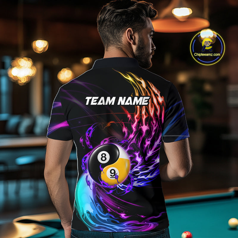 Blue And Purple Custom Yin-Yang 8 Ball 9 Ball Billiard Shirts Custom Pool Team Jersey