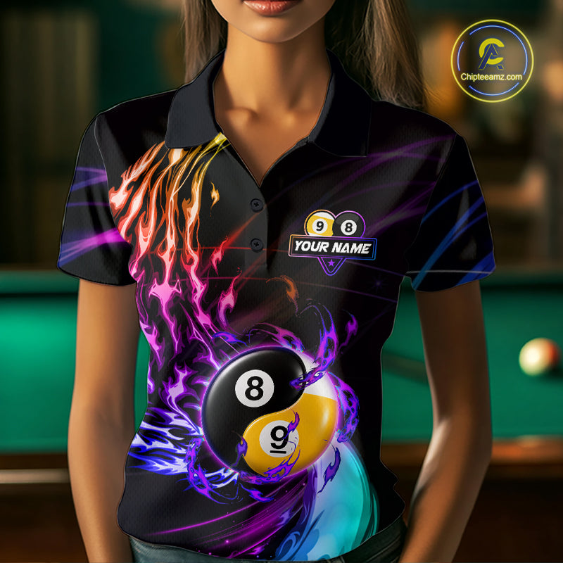 Blue And Purple Custom Yin-Yang 8 Ball 9 Ball Billiard Shirts Custom Pool Team Jersey