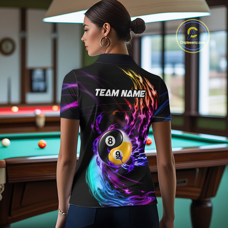 Blue And Purple Custom Yin-Yang 8 Ball 9 Ball Billiard Shirts Custom Pool Team Jersey