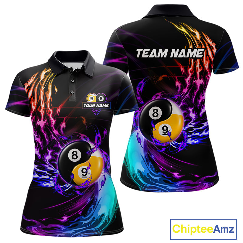 Blue And Purple Custom Yin-Yang 8 Ball 9 Ball Billiard Shirts Custom Pool Team Jersey