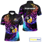 Blue And Purple Custom Yin-Yang 8 Ball 9 Ball Billiard Shirts Custom Pool Team Jersey
