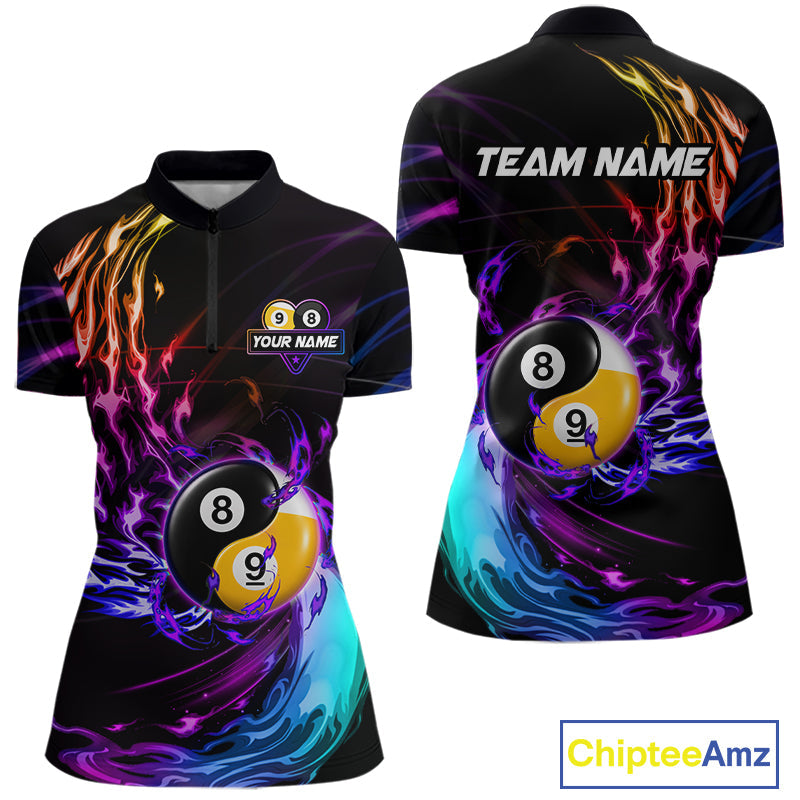 Blue And Purple Custom Yin-Yang 8 Ball 9 Ball Billiard Shirts Custom Pool Team Jersey