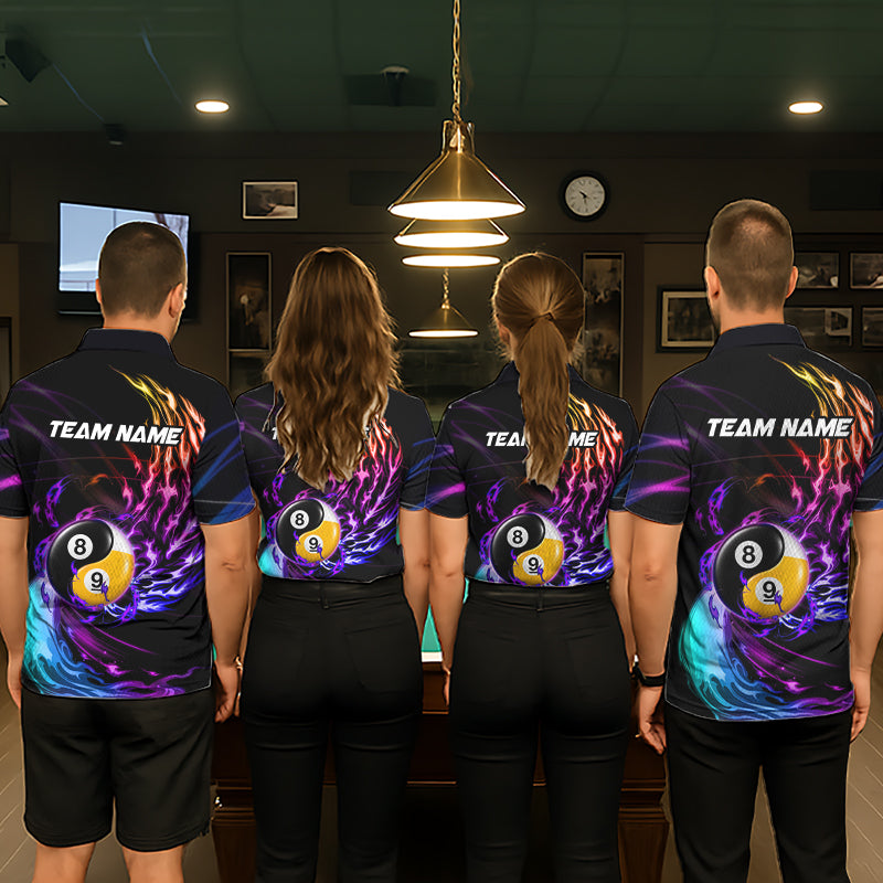 Blue And Purple Custom Yin-Yang 8 Ball 9 Ball Billiard Shirts Custom Pool Team Jersey