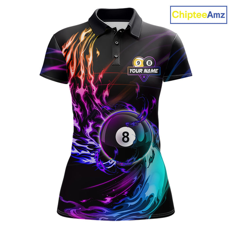 Personalized Purple Blue 8 Ball & 9 Ball Billiard Shirts Custom Glowing Pool Team Jersey