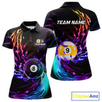 Personalized Purple Blue 8 Ball & 9 Ball Billiard Shirts Custom Glowing Pool Team Jersey