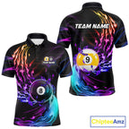 Personalized Purple Blue 8 Ball & 9 Ball Billiard Shirts Custom Glowing Pool Team Jersey
