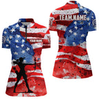 Custom Vintage American Flag Archery Quarter-Zip Shirt Patriotic Archery Player Shirts