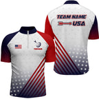 Personalized Patriotic US Flag Archery Polo & Quarter-Zip Shirts Custom Team Archery Jerseys