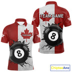 Personalized Grunge Canada Flag Billiard Shirt Custom Funny 8 Ball Pool Team Jersey
