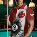 Personalized Grunge Canada Flag Billiard Shirt Custom Funny 8 Ball Pool Team Jersey