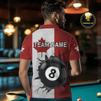 Personalized Grunge Canada Flag Billiard Shirt Custom Funny 8 Ball Pool Team Jersey