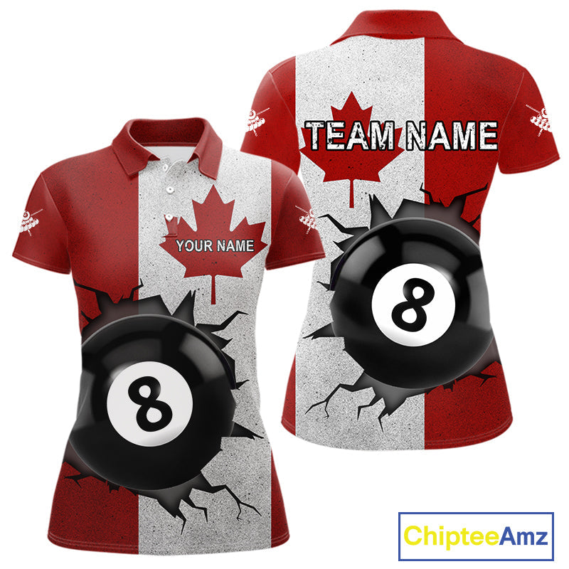 Personalized Grunge Canada Flag Billiard Shirt Custom Funny 8 Ball Pool Team Jersey