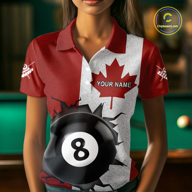 Personalized Grunge Canada Flag Billiard Shirt Custom Funny 8 Ball Pool Team Jersey
