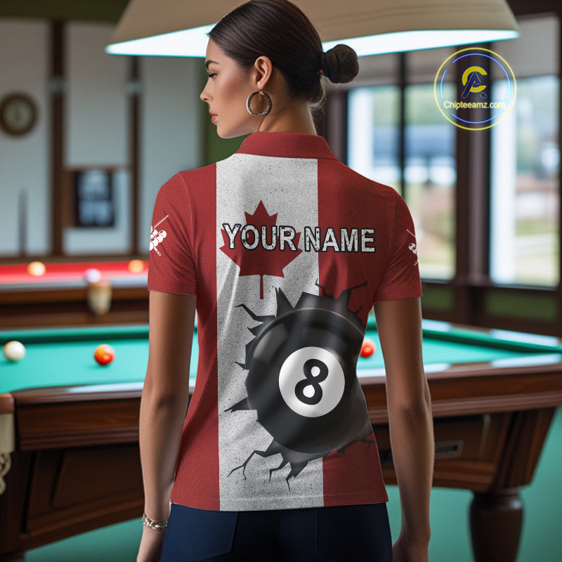 Personalized Grunge Canada Flag Billiard Shirt Custom Funny 8 Ball Pool Team Jersey