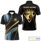 Personalized 8 Ball Crown 3D Billiard Shirt Custom Pool Team Jersey Polo & Quarter Zip