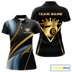 Personalized 8 Ball Crown 3D Billiard Shirt Custom Pool Team Jersey Polo & Quarter Zip