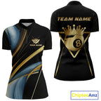Personalized 8 Ball Crown 3D Billiard Shirt Custom Pool Team Jersey Polo & Quarter Zip