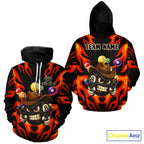 Personalized Red Funny Flame 8 Ball Billiard Hoodie For Pool Players Custom Billiard Team Shirt