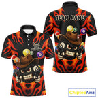 Personalized Red Funny Flame 8 Ball Billiard Shirt Custom Pool Team Jersey Polo & 1/4 Zip