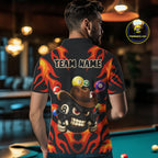 Personalized Red Funny Flame 8 Ball Billiard Shirt Custom Pool Team Jersey Polo & 1/4 Zip