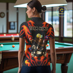 Personalized Red Funny Flame 8 Ball Billiard Shirt Custom Pool Team Jersey Polo & 1/4 Zip