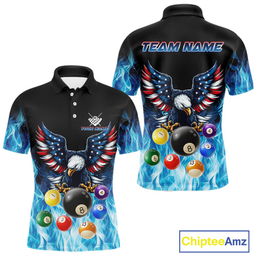 Personalized American Flag Eagle Billiard Ball Pool Shirt Custom Billiard Team Jersey