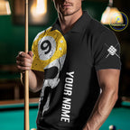 Personalized 9 Ball Skull Billiard Shirt, American Flag Pool Team Jerseys