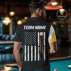 Personalized 9 Ball Skull Billiard Shirt, American Flag Pool Team Jerseys