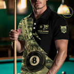 Personalized Flame 8 Ball Pool Military Green Camo Billiard Shirts Custom Pool Team Jersey