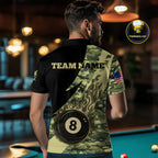 Personalized Flame 8 Ball Pool Military Green Camo Billiard Shirts Custom Pool Team Jersey