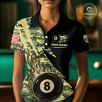 Personalized Flame 8 Ball Pool Military Green Camo Billiard Shirts Custom Pool Team Jersey