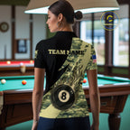 Personalized Flame 8 Ball Pool Military Green Camo Billiard Shirts Custom Pool Team Jersey