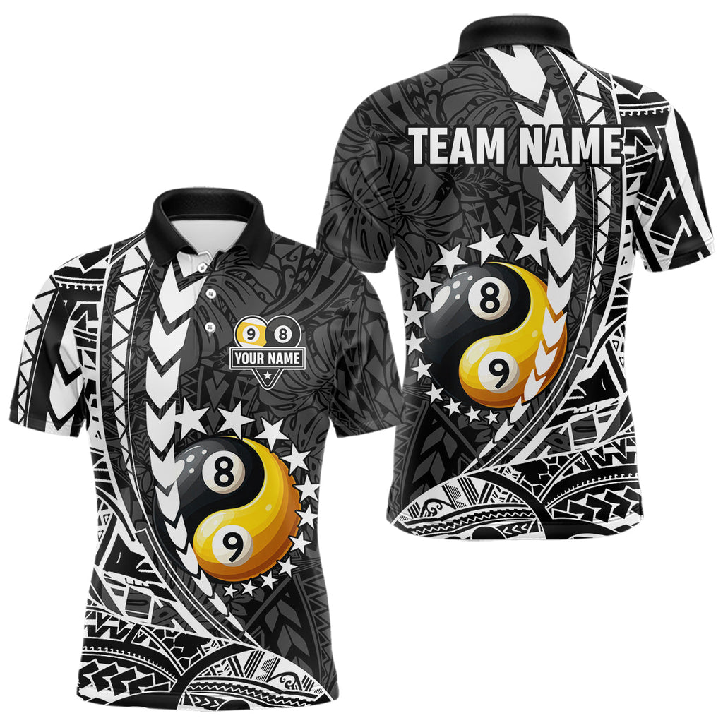 Custom White Black Tribal Yin-Yang 8 & 9 Ball Billiard Shirt, Funny Pool Team Jersey