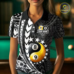 Custom White Black Tribal Yin-Yang 8 & 9 Ball Billiard Shirt, Funny Pool Team Jersey
