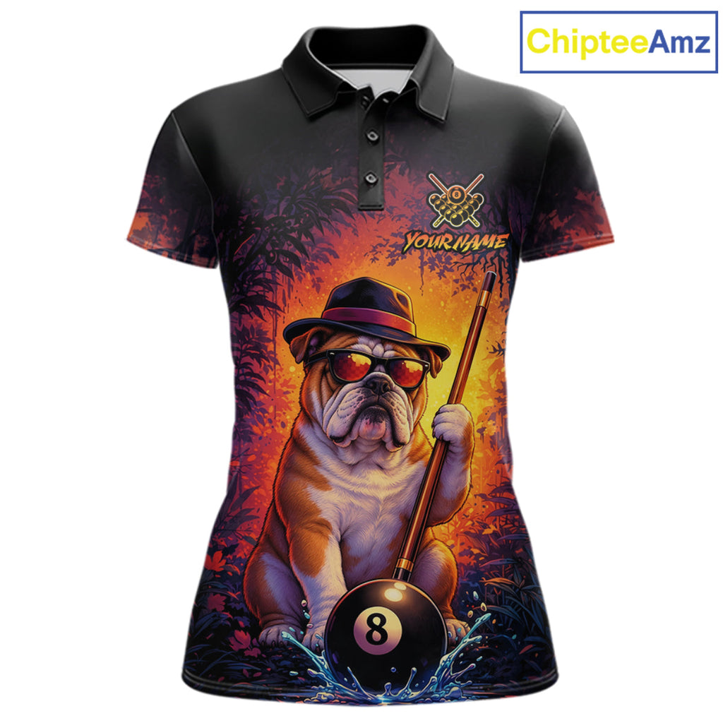 Personalized Vintage Funny Bulldog 8 Ball Billiard Shirt, Pool Team Jersey Polo & 1/4 Zip