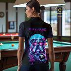 Funny Bulldog Billiard Jersey Polo & 1/4 Zip Custom Retro Neon 8 Ball Pool Team Shirt