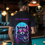 Funny Raccoon Billiard Jersey Polo & 1/4 Zip Custom Retro Neon 8 Ball Pool Team Shirt