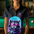 Funny Raccoon Billiard Jersey Polo & 1/4 Zip Custom Retro Neon 8 Ball Pool Team Shirt