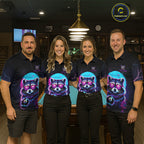 Funny Raccoon Billiard Jersey Polo & 1/4 Zip Custom Retro Neon 8 Ball Pool Team Shirt