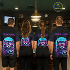 Funny Raccoon Billiard Jersey Polo & 1/4 Zip Custom Retro Neon 8 Ball Pool Team Shirt