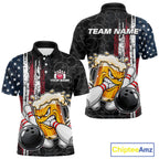 Vintage American Flag Funny Beer Bowling Shirts Custom Patriotic Bowling Team Jersey