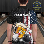 Vintage American Flag Funny Beer Bowling Shirts Custom Patriotic Bowling Team Jersey